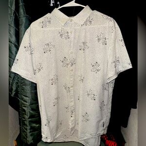 John Varvatos White Casual Skull Print Button Down Shirt Size Large